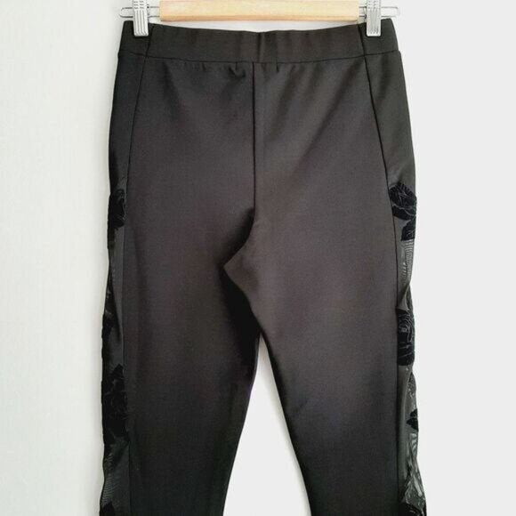 GUESS Rose Mesh Side Panels Pull-On Dressy Stretch Legging Black Sz S - Picture 9 of 12